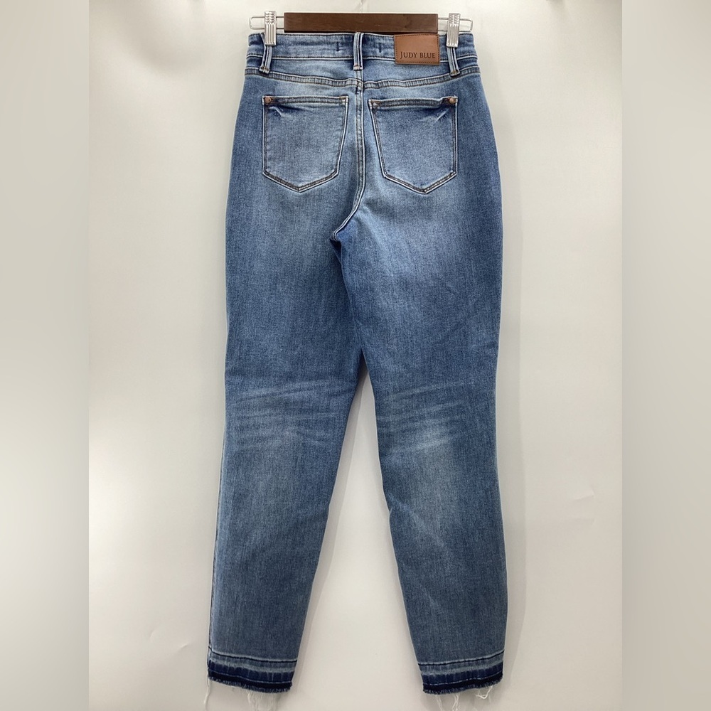 Judy Blue Classic Blue Raw Hem Boyfriend Jeans - Picture 2 of 10